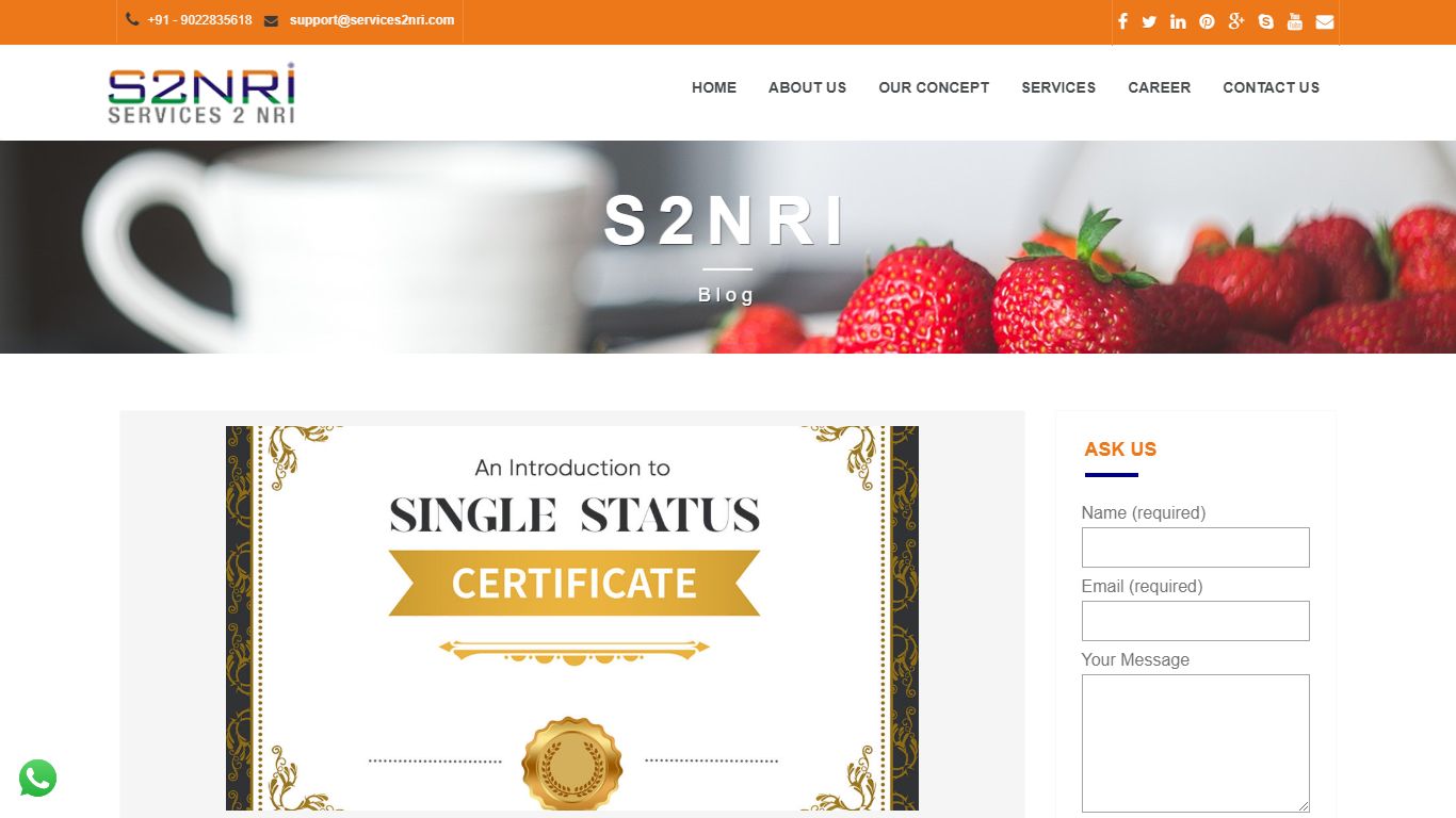 An Introduction to Single Status Certificate | Services2NRI